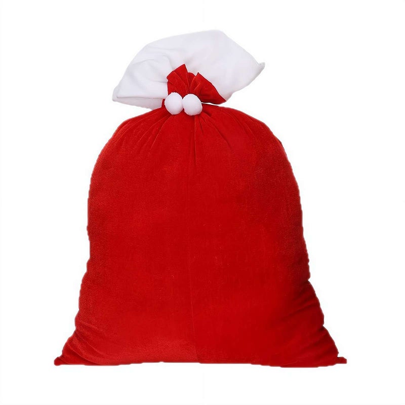Christmas Drawstring Gift Bags, Velvet material Red Festive Fabric Holiday Present Bags with Drawstring for Toys, Gift Boxes & Clothing, Reusable Leak-Proof Design for Xmas Party - Image 1